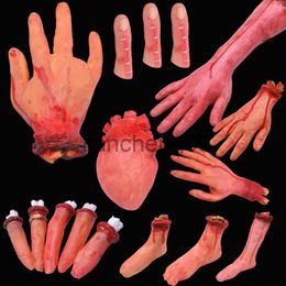 Party Decoration 1PC Horror Halloween Decor Blood Horror Broken Hand Foot Latex Fake Finger Brain Heart for Halloween Party Supplies Scary Props x0905