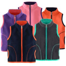 Colete infantil colete para menino meninas gola polar velo crianças colete adolescente meninos outerwear sem mangas jaquetas coletes 3-12t 230904