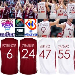 Printed Basketball Latvia World Cup 12 ARTURS STRAUTINS Jerseys 6 Kristaps Porzingis 11 Rolands Smits AIGARS SKELE Arturs Kurucs Dairis Bertans Andrejs Grazulis