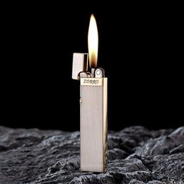 ZORRO Metal Thin Strip Grinding Wheel Kerosene Lighter Exquisite Mini Portable Pure Copper Windproof Men's Smoking Gift 306F