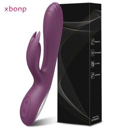 Nxy Vibrators Powerful g Spot Rabbit Vibrator Female Clitoris Nipple Dual Stimulator Massager 2 in 1 Dildo Sex Toys Shop Adult Goods for Women 230905