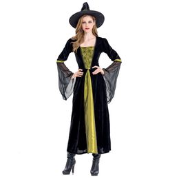 Theme Halloween Costumes Witch Costume Women Adult Adulto Fantasia Long Dress Hat Cosplay Clothing for Woman 230904