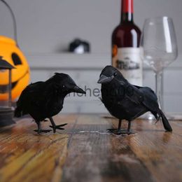 Party Decoration 1PC Simulation Black Crow Animal Model Artificial Crow Black Bird Raven Prop Horror Scary Party Supplies Halloween Decorations x0905