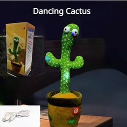 Decorative Objects Figurines Dancing Cactus Repeat Talking Toy Song Speaker Wriggle Sing Talk Plushie Stuffed Toys for Baby Adult 230905