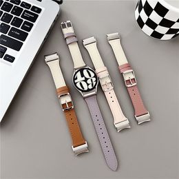 Genuine Leather Strap for Samsung Galaxy Watch 6 Curved End Bracelet Band 44/40mm