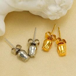 Stud Earrings Stainless Steel Rose For Women Niche Light Luxury Titanium Ear Hoops Accessories