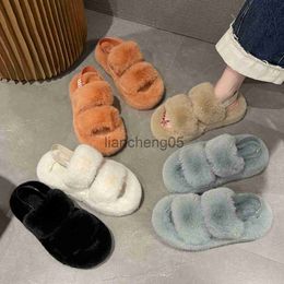 Slippers 2023 Autumn New Thick Bottom Platform Fur Slippers Soft Comfort Furry Slides Fashion Outdoor House Indoor Shoes for Women X0905