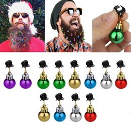 Christmas Decorations 12Pcs Beard Decoration Mixing Ball Santa Claus Clip Bulb Bells Ornament Party Wearing Hairpins 230905