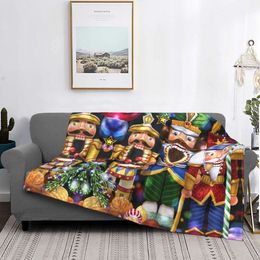 Blankets Ultra-Soft Christmas Nutcracker Flannel Throw Blanket Cosy Xmas Toy Soldiers Gift for Bedroom Car Sofa Couch Bed Decor Teen Kids 230904