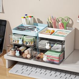 Storage Holders Racks Desktop Sundries Organiser Stationery Cosmetic Storage Box Large Capacity Pen Holder With Drawers School Office 230905