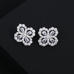 4/leaf Stud Earrings S925 Silver Needle 3A Zircon Lucky Grass Flower Earrings Korean Style Fashion Women Earrings Wedding Party Jewellery Valentine's Day Gift SPC