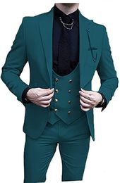 Mens Suits Blazers Green Wedding Suit For Groom Formal Tuxedos Slim Fit Prom Party Custom Men 3 Piece Jacket Pants Vest Male Clothes 230904