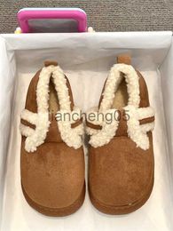 Slippers Winter Woman Slipper Luxury Slides Fur Shoes Pantofle Low Platform Designer Plush 2023 Flat Rome Cotton Fabric Cover Heel with f X0905