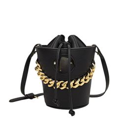 European and American Retro Thick Chain Women's Bag This Year Popular Portable Drawstring Bucket BagS New Wholesale Foreign Trade