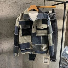 Giacche da uomo Abbigliamento da uomo Autunno Inverno Moda coreana Casual bavero senza cappuccio per uomo Cappotto maschile scozzese sottile Streetwear