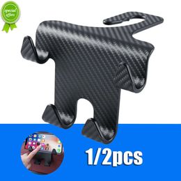 New Car Seat Headrest Hook for Bags Carbon Fibre Mobile Phone Holder Car Vehicle Holder Handbag Purse Coat Car Interior Accessories