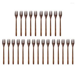 Forks 25 Pieces Eco-Friendly Wood Salad Dinner Fork Tableware Dinnerware For Kids Adult (25 No Rope Wooden Forks)