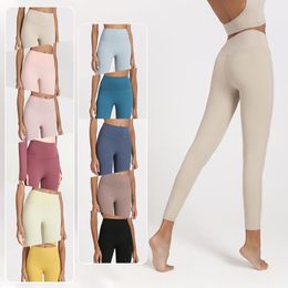 2023 calças de ioga lu alinham leggings shorts femininos de roupas cortadas de senhora esportes de senhora exercícios fitness wear garotas correndo perneiras ginástica slim fit slim
