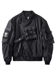 Mens Jackets God of Death Bomber Jacket Chest Pocket Techwear Men Punk Hip Hop Tactical Streetwear Black Varsity Oversized MA1 Coats 230904