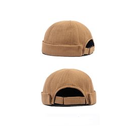 Beanie/Skull Caps Vintage Dome Hat Mens Solid Colour Beanies For Men Docker Sailor Crimping Brimless Skull Caps Casual Hip Hop Cap Gorro 230905