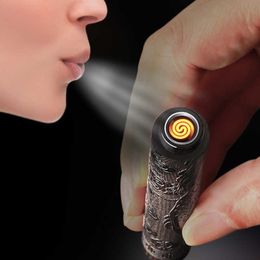 Blow and burn, sandalwood lighter USB rechargeable windproof creative cigarette smoking accessories gift JVKE