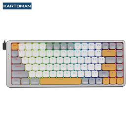 Keyboards KARTOMAN K1 Slim Mekanik Gaming RGB Keyboard Dukungan Bluetooth 5 0 Wireless USB 2 4G Bahasa Rusia Portuges untuk Mac OS Windows PC 230905