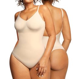 Womens Shapers Low Back Bodysuit for Women Tummy Control Shapewear Seamless Backless Body Shaper Sculpting Thong Underwear Sexy Cami Top Corset 230905