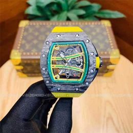 Movement watch Automatic Date Hollowed Carbon Mechanical Fibre Green Out Luminous Tape Personality Lightweight Fashion