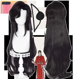 Cosplay Wigs Hua Cheng San Lang Cosplay Wig Heaven Officials Blessing Cosplay Tian Guan Ci Fu Wig Black Heat Resistant Synthetic Hair Wigs 230904