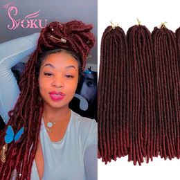 Human Hair Bulks Straight Faux Locs Crochet Hair Goddess Locs Soft Dreadlocks Ombre Red Burg Synthetic Braids Hair Extension Afro Women Roots 230904