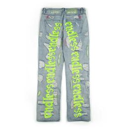 2023 Jeans da uomo Designer Versatile Style Rap Hip Hop Street Style High Street Pantaloni con lettera traforata