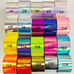 Klistermärken dekaler 4cm*100m aurora cellofan naglar glas papper regnbåge folier nagel trend design isbit koreansk manikyr diy naglar dekoration 230905