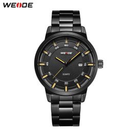 WEIDE Men watch Business Brand Design Military Black Stainless Steel Strap Men Digital Quartz Wrist watches Watch buy one get 255J