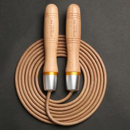 Jump Ropes Adjustable Rope Universal Metal Bearing Wooden Handle Adult Faux Leather 230904