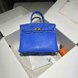 Designer Bags Ostrich Handbags Leather Advanced Water Demon Blue 3025mini Small Portable Togo Litchi Pattern Have Logo Unp5