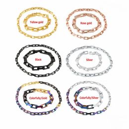 Europe America Style Necklace Bracelet Men Silver Black Colourfully Gold-colour Multicoloured Metal Engraved V Initials Flower Thick Chain Jewellery Sets LVS17 --001