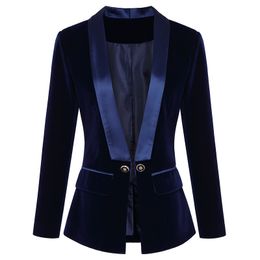 Womens Suits Blazers HIGH QUALITY est Runway Designer Blazer Long Sleeve Velvet Jacket Outer Wear 230904