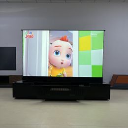 92 Inch Ultra Short throw Motorized ALR Floor Rising Projection Screen Integrated Cabinet for Home Theater UST projector