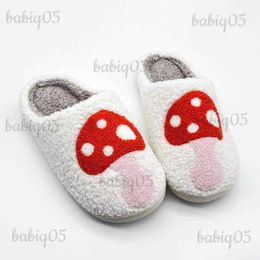 Slippers Mushrooms Fluffy Fur Slippers Women Warm Plush Memory Foam Slide Slippers Home Men 2023 Winter Soft Indoor Shoes House babiq05