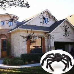 Party Decoration 30cm/50cm/75cm/90cm/125cm/150cm/200cm Black Spider Halloween Decoration Haunted House Prop Indoor Outdoor Giant Decor x0905