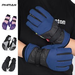 Ski Gloves PHMAX Ski Gloves Winter Windproof Snowboard Gloves Men Women Wind Proof Thermal Fleece Touch Screen Skating Motorcycle Gloves 230904