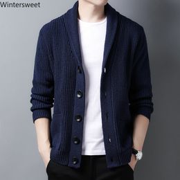 Men's Sweaters 2023 HighEnd Wool Designer Thick Winter Brand Fashion Cable Knitted Sweater Coat Casual Korean Clothing 230904