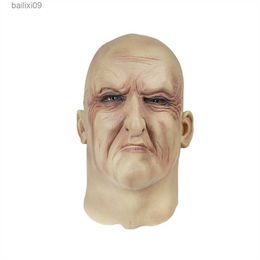 Party Masks Novelty Halloween Costume Party Latex Full Head Mask Realistic Bald Old Man Mask Horror Old Man Tricky Props T230905