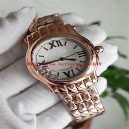 Top NR Happy Sport 33MM 274808 Rose gold Ladies Watch ETA2892 Automatic 28800vph Pearl Diamond mobile Dial Womens quartz Watches H299C