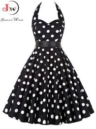 Basic Casual Dresses Polka Dot Dress Women Vintage Swing Halter Belt 50s 60s Rockabilly Prom Party Dresses Retro Feminino Vestidos 230904