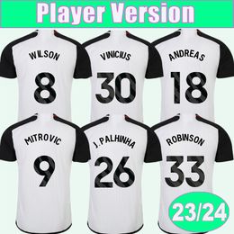 23 24 ANDREAS MITROVIC Mens Player Version Soccer Jerseys CAIRNEY WILSON LUKIC J.PALHINHA DECORDOVA-REID Home White Away Football Shirt Short Sleeve Adult Uniforms