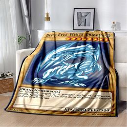 Blankets Anime Yu Gi Oh Card Throw Blanket Blue Eyes White Dragon Anime Cartoon Soft Plush Blanket Bedroom Bedspread Home Decor 230904