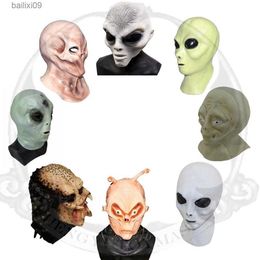 Party Masks Alien Mask UFO Extra Terrestrial ET Latex Mask Adult Cosplay Costume Monster Head Fancy Dress T230905