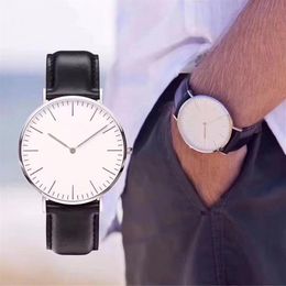 New Fashion Classic Design Watches Mens 40mm Womens 36mm Genuine Leather Top Quality Quartz Wristwatch With Original Box Gift Mont264A
