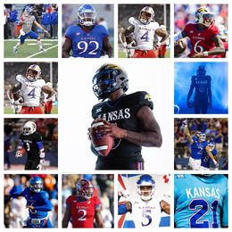 Kansas Jayhawks Football Jersey 11 Luke Grimm 59 Nolan Gorczyca 6 Jalon Daniels 89 Mason Fairchild 77 Bryce Cabeldue 76 Spencer